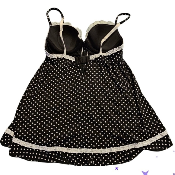 Victoria's Secret Black Corset Bustier NegligeeTop Babydoll Lingerie 34B Lace - Picture 5 of 9